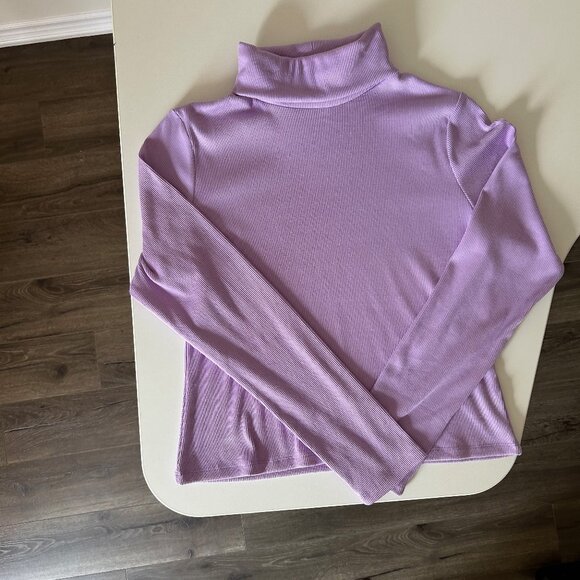 XL Slim Fit Simons Lilac Purple Ribbed Turtleneck - Picture 6 of 10